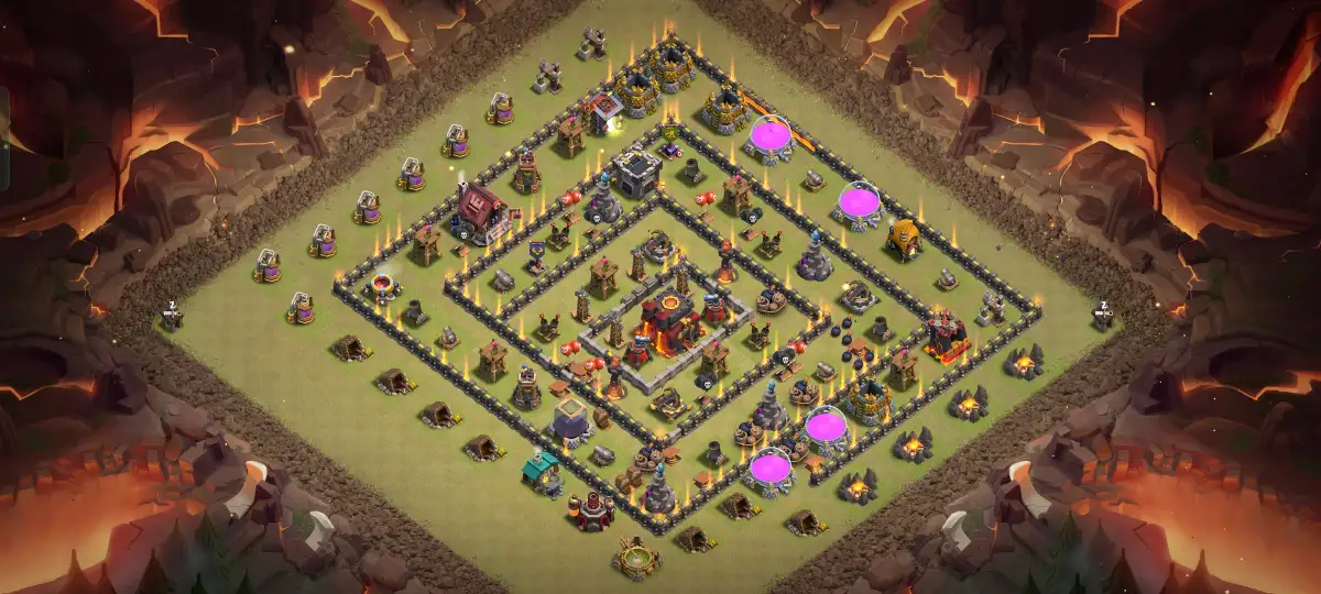 TH10 War Base Anti 2 Star Layout for Clash of Clans