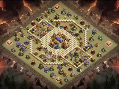 Layout TH16 War Base for CoC with Anti 3 Star Ring Pathing
