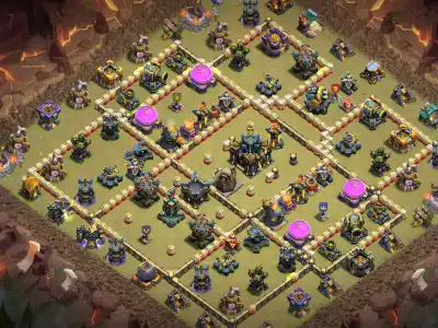 Layout TH17 War Base for Clash of Clans with Anti 2 Star Core