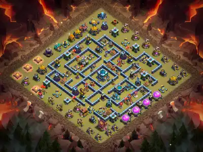 Layout TH13 War Base for Clash of Clans Anti 3 Star Copy Link