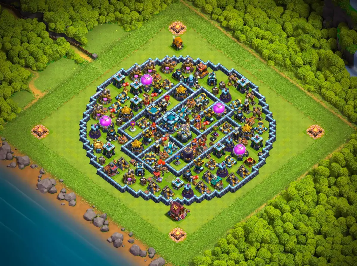 TH13 Farming Base Anti 3 Star Layout with Copy Link