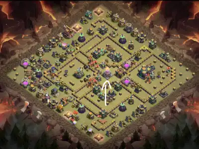 Layout TH14 War Base Anti 3 Star for clash of clans Copy Link