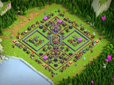 Layout TH15 War Base with Central Core and Split Compartments