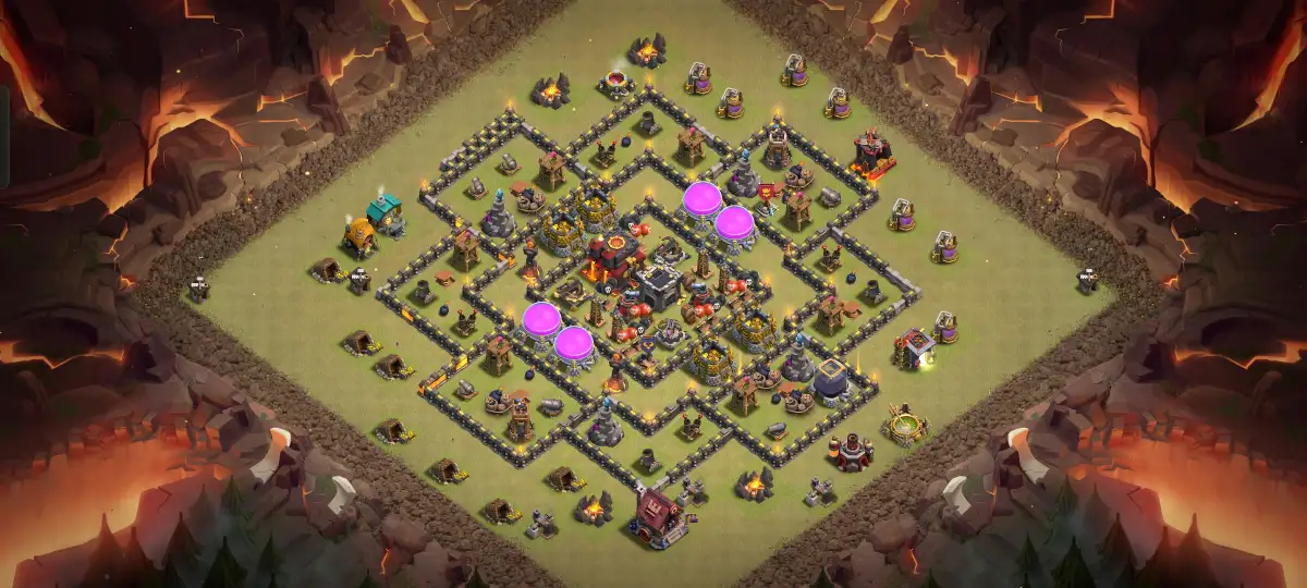 TH10 War Base Anti 2 Star Hybrid Layout with Copy Link
