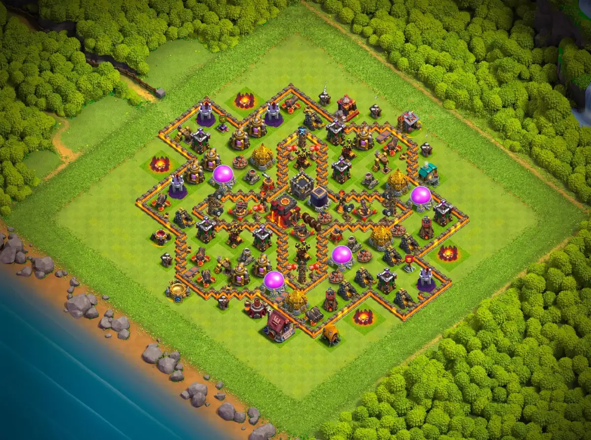 TH10 Farming Base Layout with Safe Storages and Copy Link
