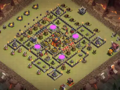 Layout TH10 War Base Anti 2 Star Anti Dragon Layout Copy Link
