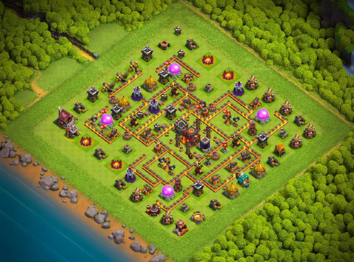 TH10 Defense Base for Clash of Clans with Strong Core Ring