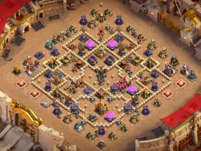 Layout TH16 War Base Anti 2 Star Hybrid Layout for Clash of Clans