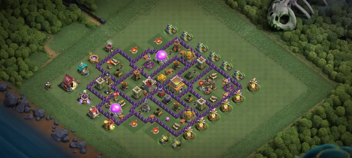 TH8 Hybrid Base with Boxed Air Defenses vs Dragons