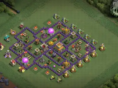 Layout TH8 Hybrid Base with Boxed Air Defenses vs Dragons