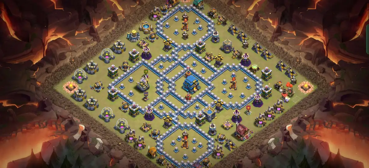 TH12 War Base for COC with Anti 3 Star Diamond Ring