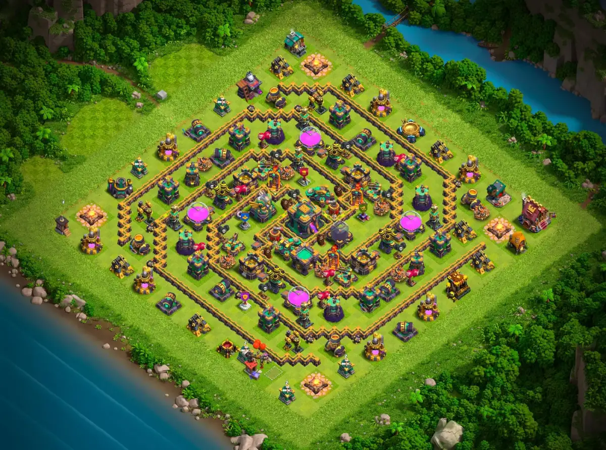 TH14 Farming Base Anti 3 Star Layout for Clash of Clans
