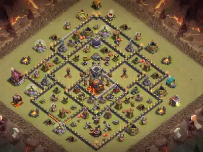 Layout TH10 War Base Anti Air Dragon Layout with Copy Link