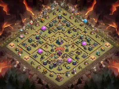 Layout TH14 War Base with Split Core Anti 3 Star Design
