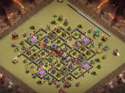 Layout TH10 War Base Anti Air Hybrid Layout for Clash of Clans