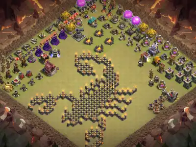 Layout TH11 Troll Base for COC with Scorpion Art - Clash of Clans