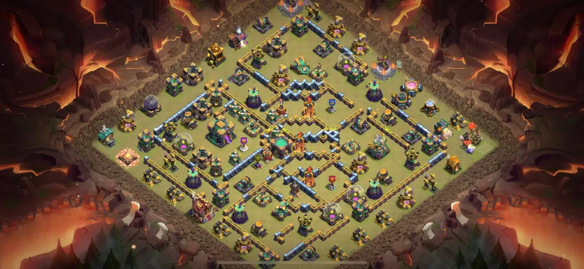 TH14 War Base with Ring Core and Split Infernos Copy Link
