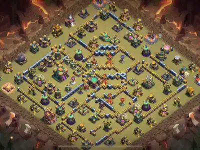 Layout TH14 War Base with Ring Core and Split Infernos Copy Link