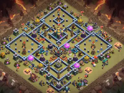 Layout TH14 War Base for Clash of Clans | Tight Core Copy Link