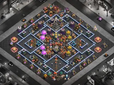 Layout TH14 War Badr Defense Base for CoC Copy Link