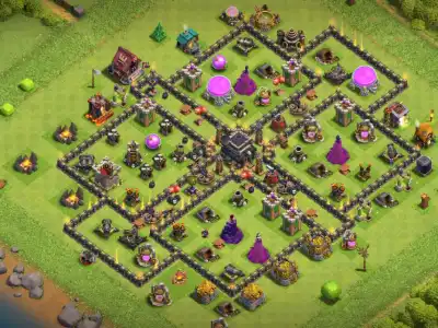 Layout TH9 Defense COC Base Layout with Protected Town Hall