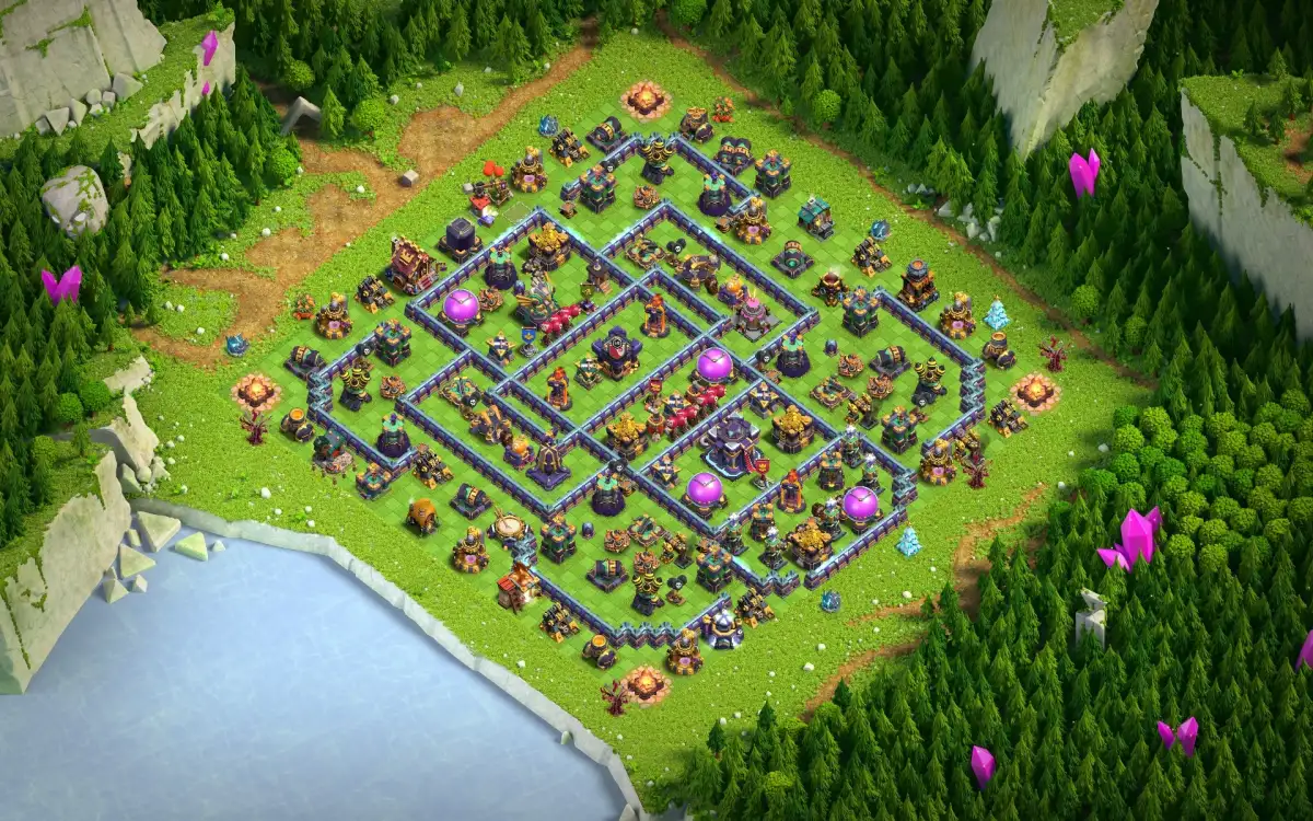 TH15 War Base with Anti Air Ring and Offset Town Hall