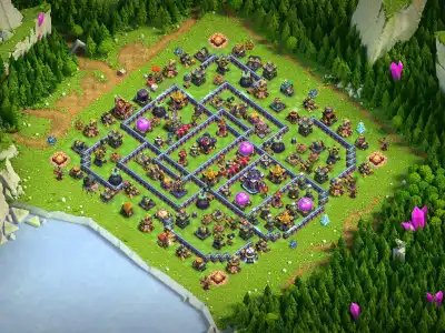 Layout TH15 War Base with Anti Air Ring and Offset Town Hall