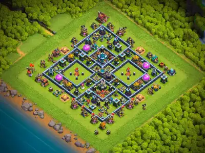 Layout TH13 Hybrid Base for Clash of Clans Ring Defense