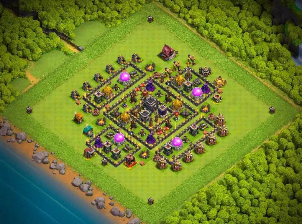 TH9 Hybrid Base for Clash of Clans with Strong Core Defense