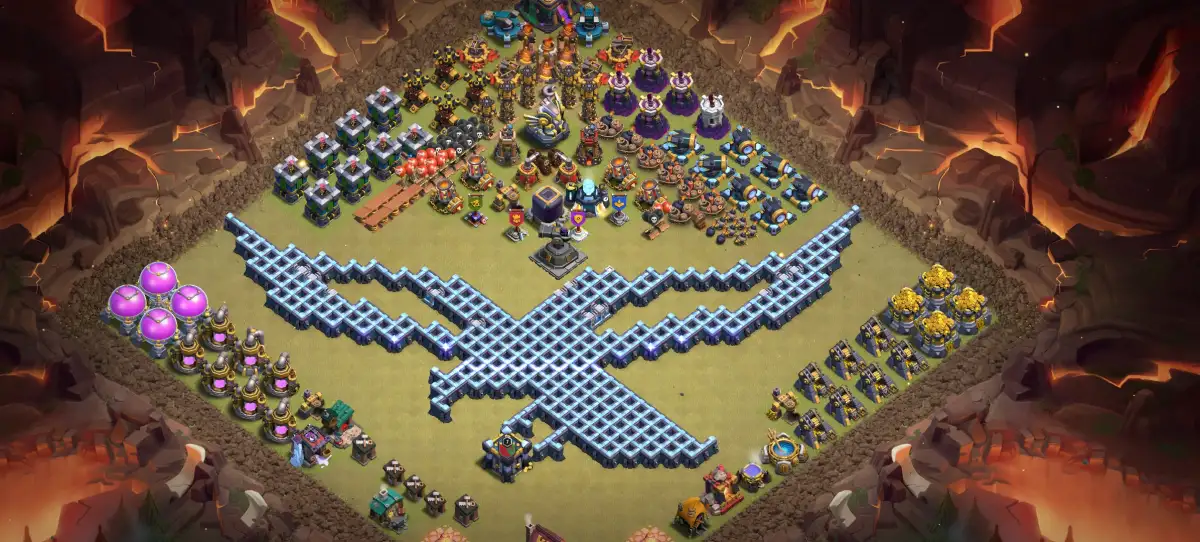 TH14 Troll Base for Clash of Clans with Giant Wall Art