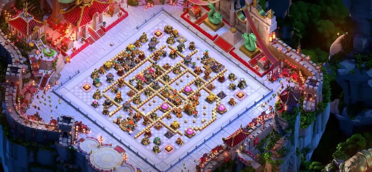 TH16 Defense Base for Clash of Clans with Strong Core Pathing