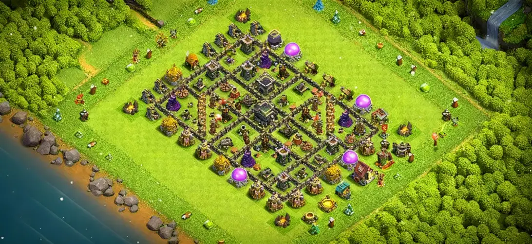 Layout Strongest TH9 Defense Coc Layout | Hybrid CWL NEW BASE