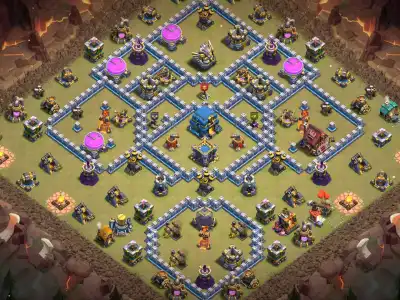 Layout TH12 Anti 3 Star War Badr Base for CoC Copy Link