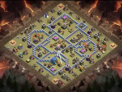 Layout TH12 War Base for CoC Anti 3 Star Ring Path
