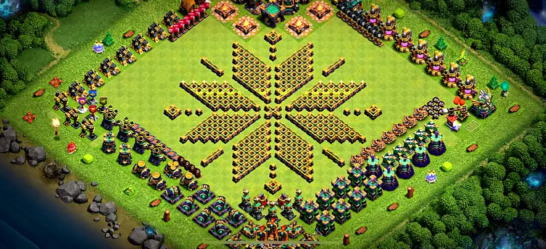 Layout Hard TH14 Troll / Funny Coc Layout | Star Shape