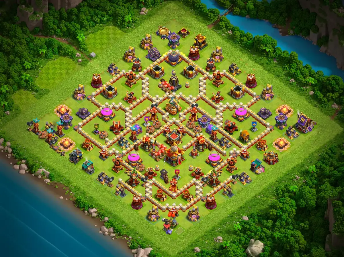 TH16 Anti 2 Star War Base Layout With Split Core Paths