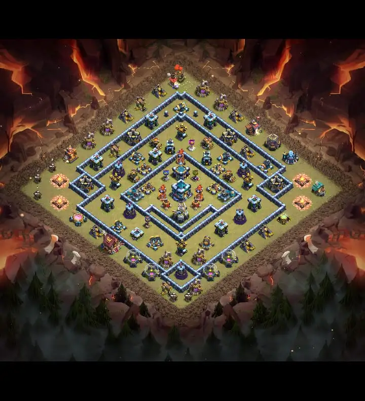 TH13 Hybrid Diamond Base for COC | Clash of Clans War Badr