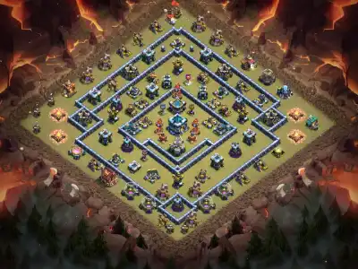 Layout TH13 Hybrid Diamond Base for COC | Clash of Clans War Badr