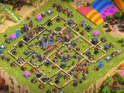 Layout TH18 War Base Anti 3 Star Hybrid Layout with Copy Link