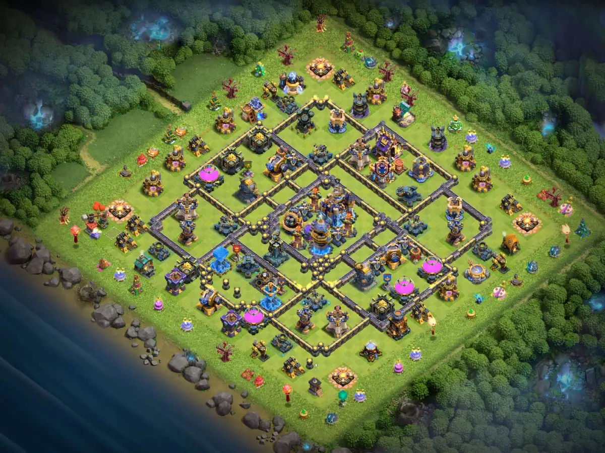 TH18 War Base Anti 2 Star Ring Layout with Copy Link