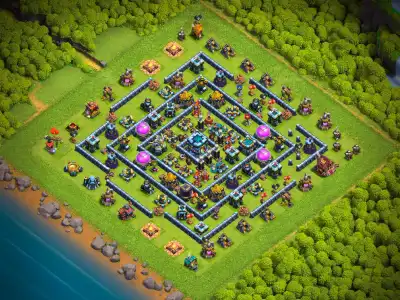Layout TH13 Hybrid Base Layout for Clash of Clans Defense