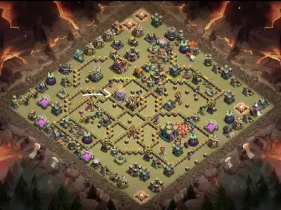 Layout TH14 War Badr Anti 3 Star Base for CoC Copy Link